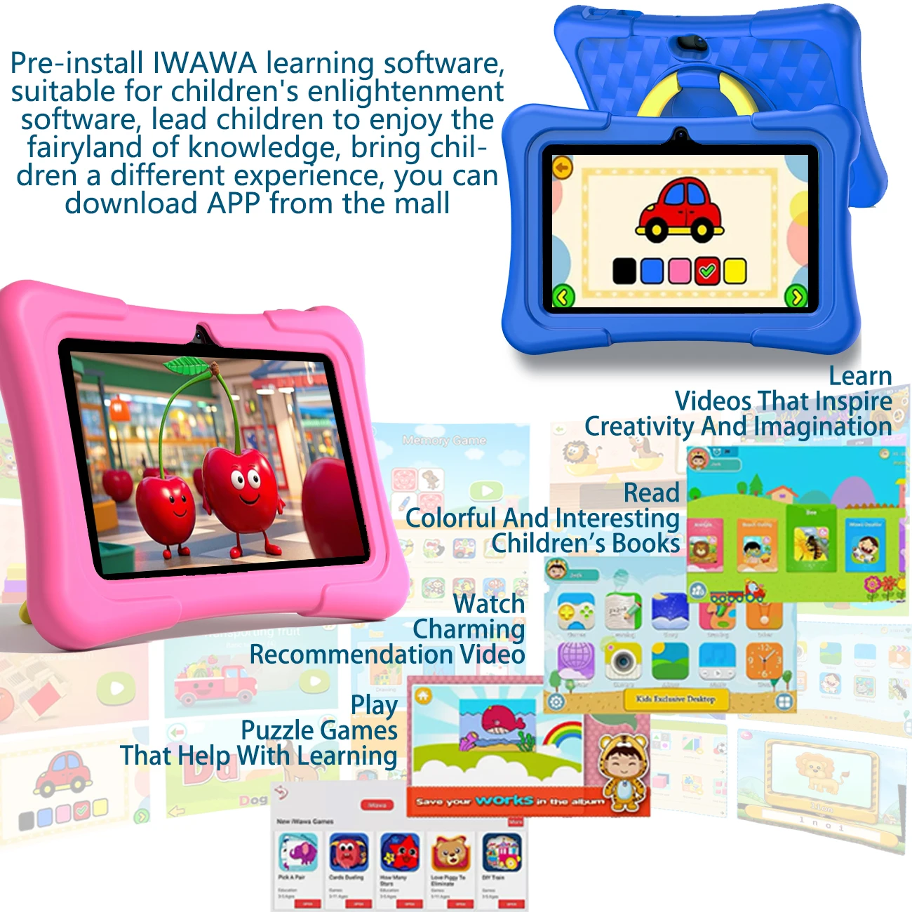 7 Inch Kid Tablet Android 32GB 5G WiFi Tablet PC Toddler Educational Learning Toys Dual Camera Children's Gift Kids Software