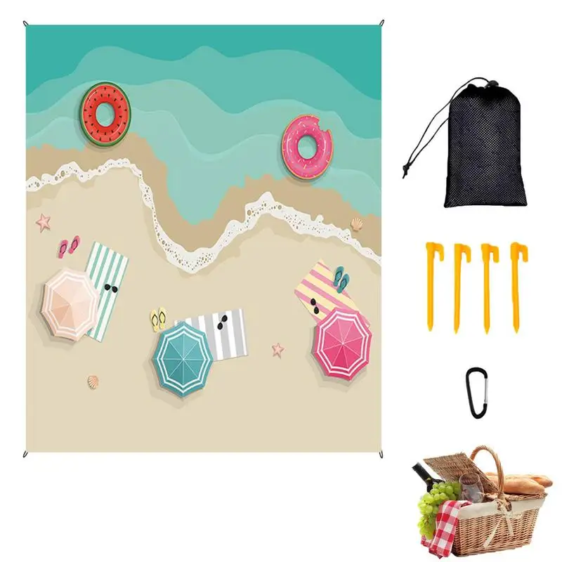 Imagem -02 - Impermeável Folding Beach Mat Suprimentos de Acampamento Cobertor Portátil Leve ao ar Livre Relaxar Piquenique Viagens 200x210cm