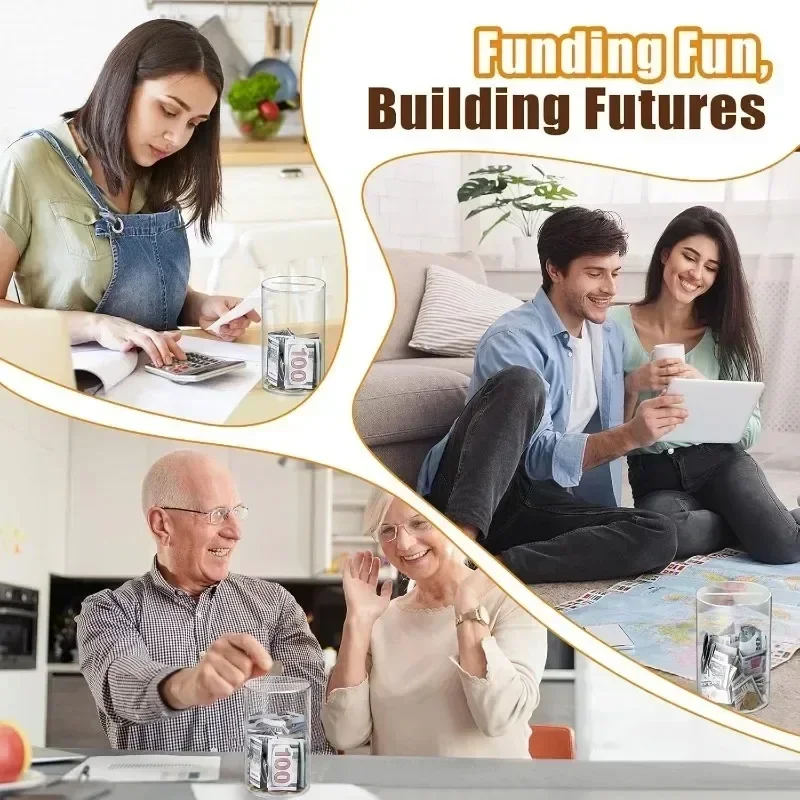 Tirelire en acrylique transparent pour adultes, boîte d'économie d'argent, véritable tirelire, pause à ouvrir