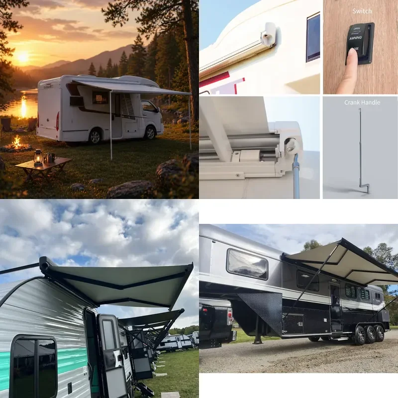 Awnlux W5500 Caravan Awning Accessories Car Awning for Motorhome Electric Full Cassette 3 Meters Awning for Motorhome