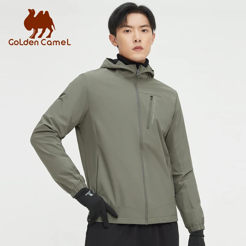 GOLDEN CAMEL Hiking Jackets Hooded Fleece Jacket for Men Winbreaker Plus Velvet Woven Windproof Warm Men\'s Winter Coats 2023