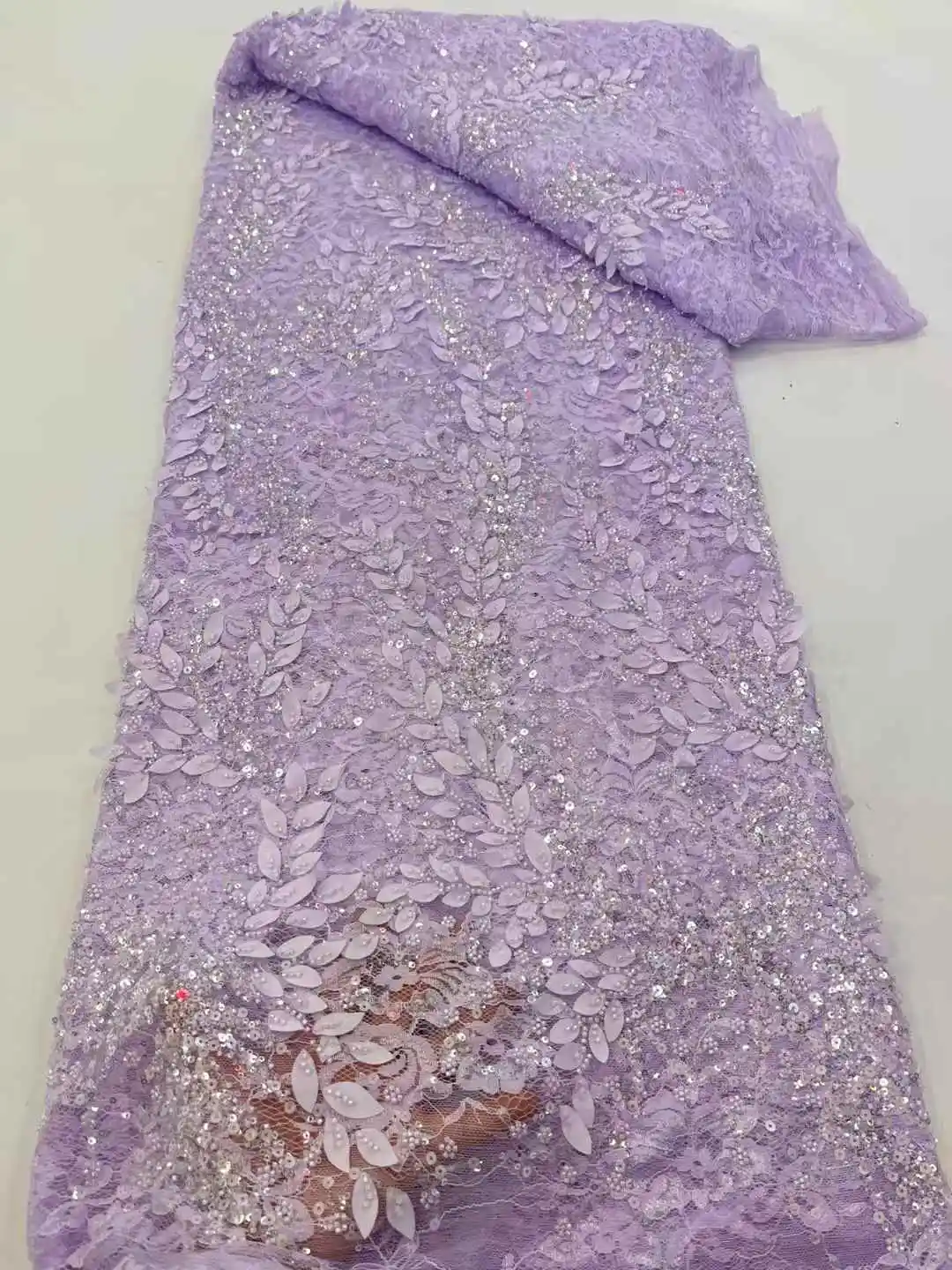 Africa Nigerian Beaded French Mesh Lace With Sequins High Quality 2025 Embroidery Lace Sequins Lace For Wedding Dresses Women