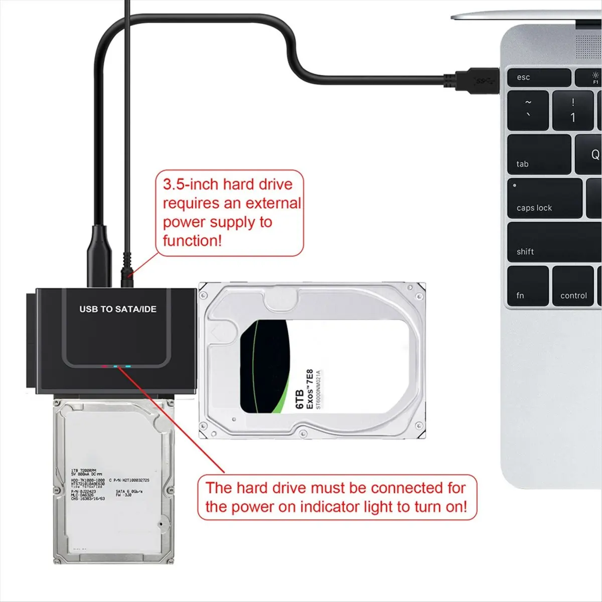 N86R USB to SATA/IDE Adapter SATA USB Hard Drive Cable Adapter for 2.5inch and 3.5inch SATA Solid State Disk US Plug