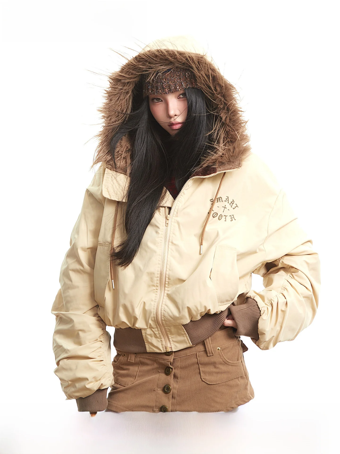 

UNCMHISEX Retro Long Sve Hooded Jaet Women's Autumn Winter Thi Warm Cotton Coat Fur Collar Zipper Closure Casual Outer...