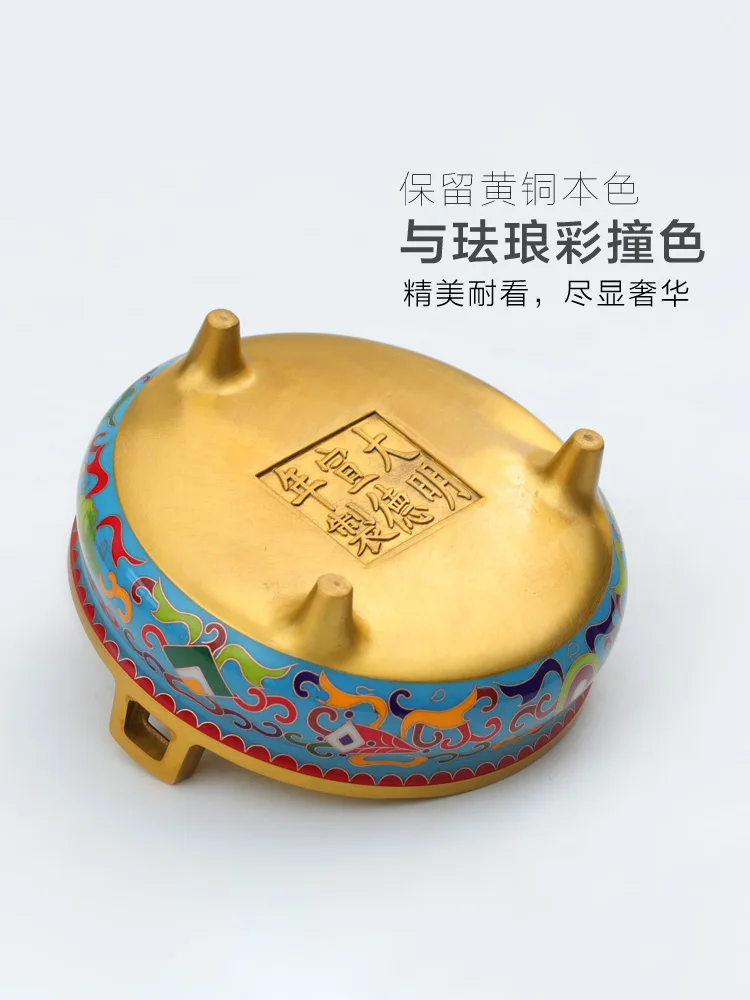 Cloisonne incense burner, pure brass enamel color household indoor