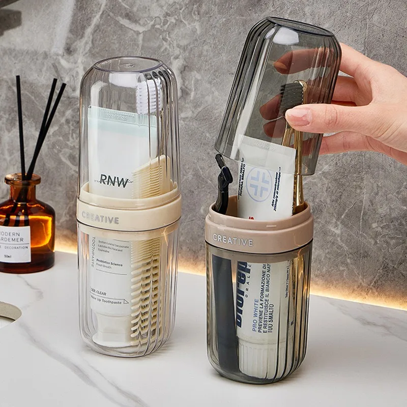 

Travel Mouthwash Cups and Toothbrush Boxes Portable Transparent Toothpaste Storage Box Storage of Bathroom Toiletries