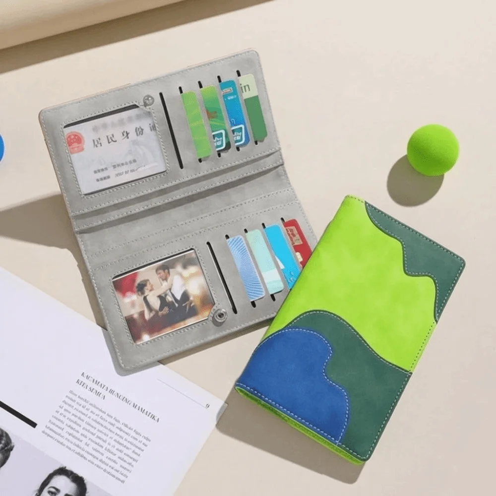 

Large Capacity PU Leather Women's Wallet Multi-Cards Slot 2 Folds Credit Cards Holder Large Capacity Long Card Bag Student