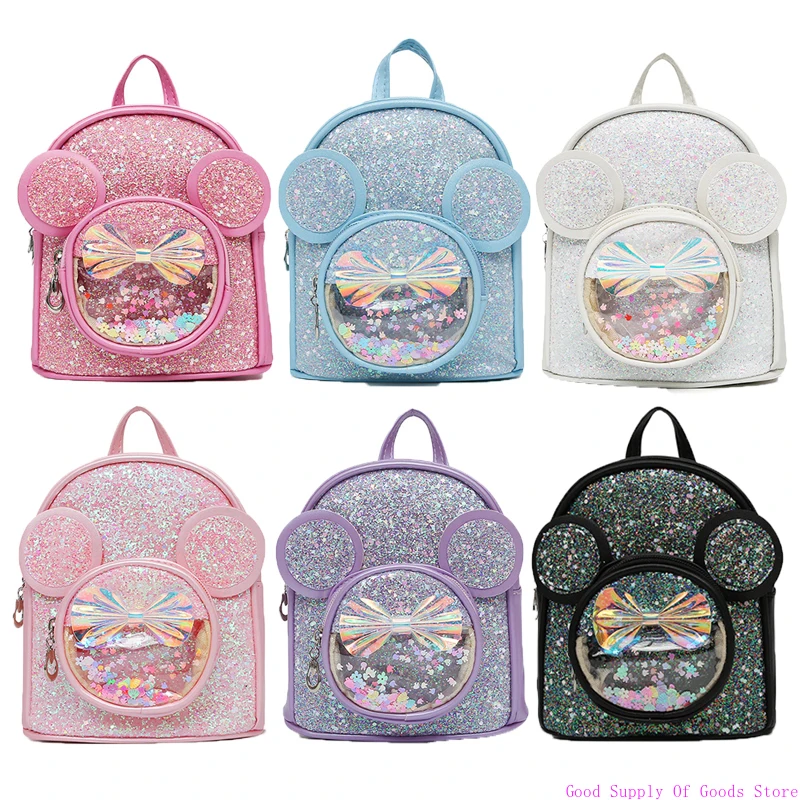 

Kid Girls Fashion Backpack Mini Sequin Chest Bag Purse for Teenage Girls Purses PU Leather Pompom Backpack Shoulder Bag