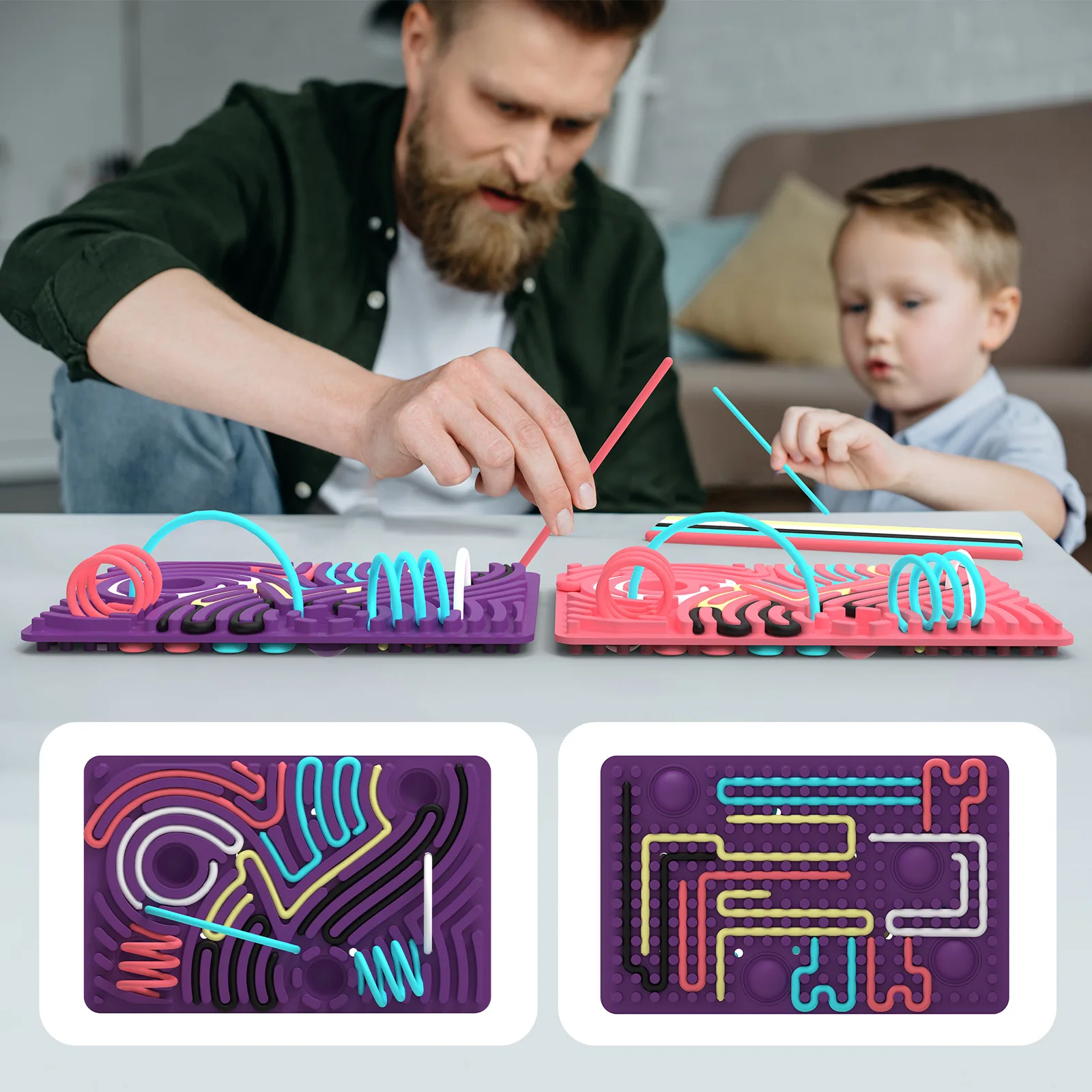 لوحة أنشطة حسية من السيليكون على الوجهين من Fidget Toys، لعبة حسية من السيليكون للتدريب على تخفيف القلق، هدية شجرة عيد الميلاد #3