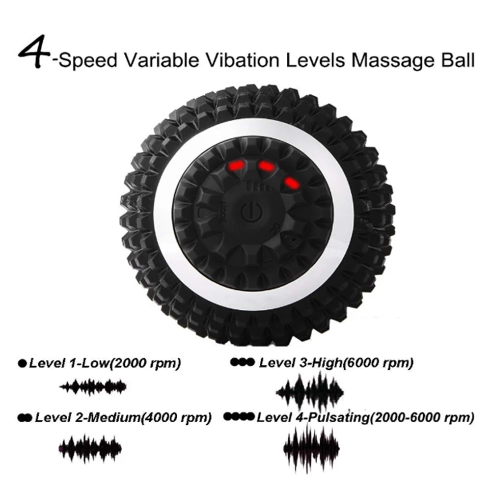 Newest Muscle Recovery 4 Levels Speed Massage Roller, Electric Washable Yoga Vibrating Massage Ball-