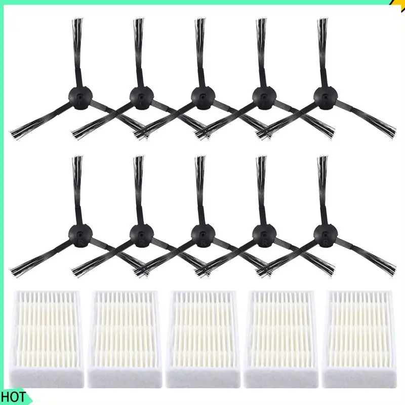 AWAH Vacuum Cleaner Accessories Kit For Panda X500,Gutrend Joy90/Fun 110, Ecovacs Cr120/Cen540 Hepa Filter X 5Pcs + Side Brush X