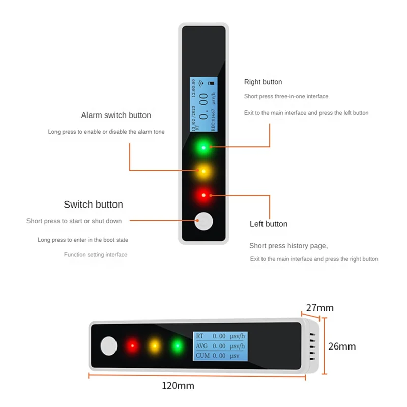 Nuclear Radiation Tester Counter Geiger Radiation Dosimeter Radia Electronic Alarms Radiation Meter Ray Beta With Wifi