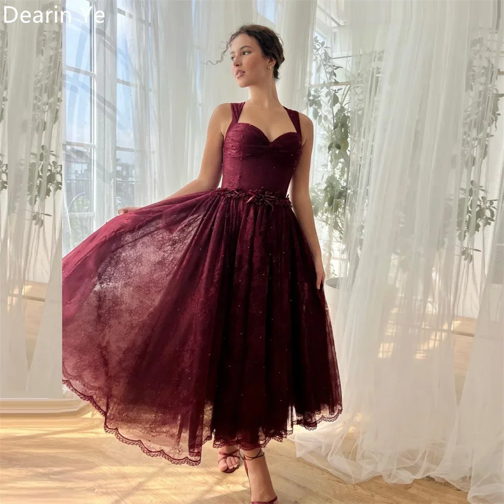 Customized Saudi Arabia Dearin Shoulder Girdle A-line Ankle Length Skirts Layered Draped Sleeveless Tulle Bespoke Occasion Dress