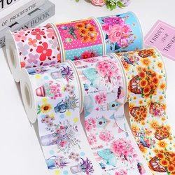 DIY Cartoon Plant Flower Printed Grosgrain Ribbon For Craft Supplies Sewing Accessories 5 Yards. 89270