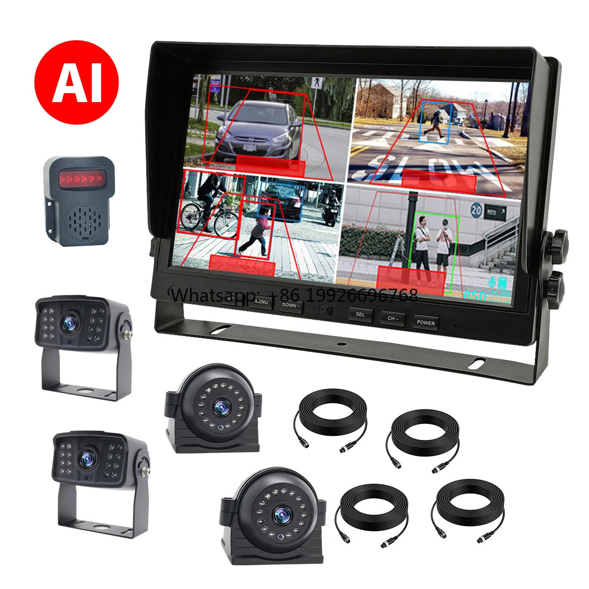 

High Quality 10.1 Inches Car Monitor Waterproof IP68 Truck Bus AI BSD Back Camera System Blind Spot Large Screen Monitor