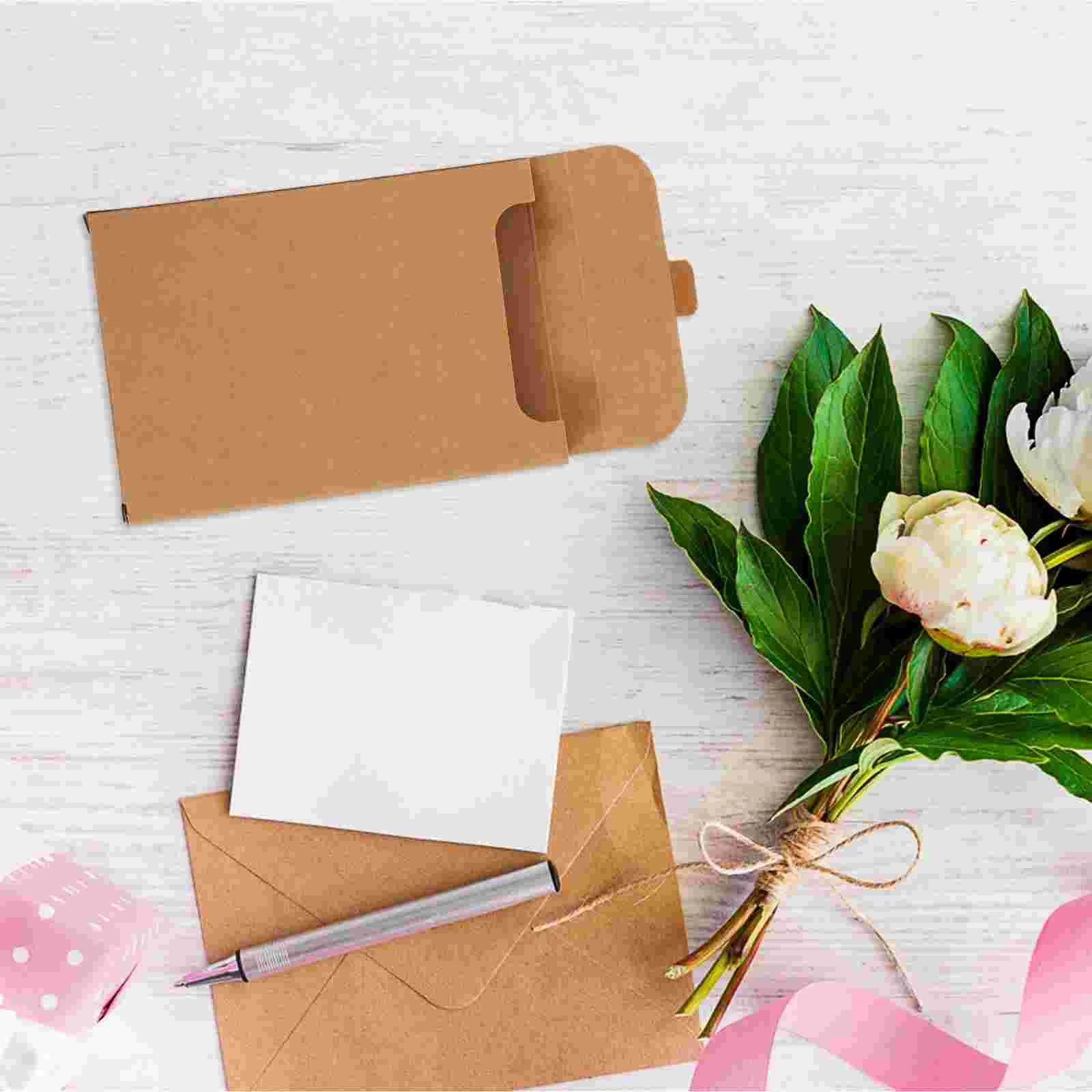 20 Buah Kotak Kemasan Kartu Ucapan Kertas Kraft Khaki Surat Kecil untuk Pengiriman Kartu Kosong