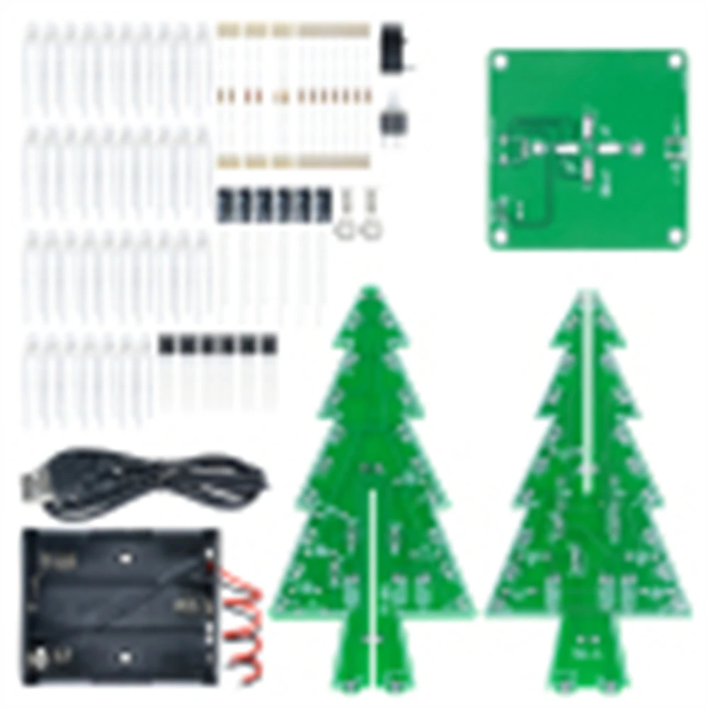 DIY 3D Christmas Tree Soldering Practice Electronic Science Assemble Kit 3 Color/7 Color Flashing LED PCB Board DC 4.5-5V