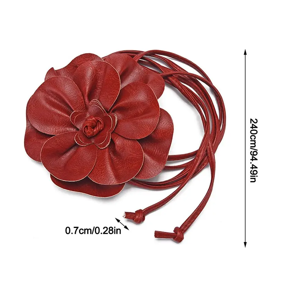 Fashion PU Leather Flower Rope Belts Luxury DIY Woven  display picture 2