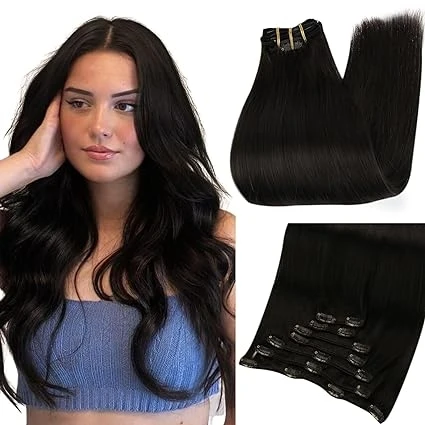 Volglans Clip-in Hair Extensions Echt haar Balayage Kleur Dubbelgetrokken Groot Gewicht 150G Dikker Braziliaans 100% Echt haar - afbeelding 1