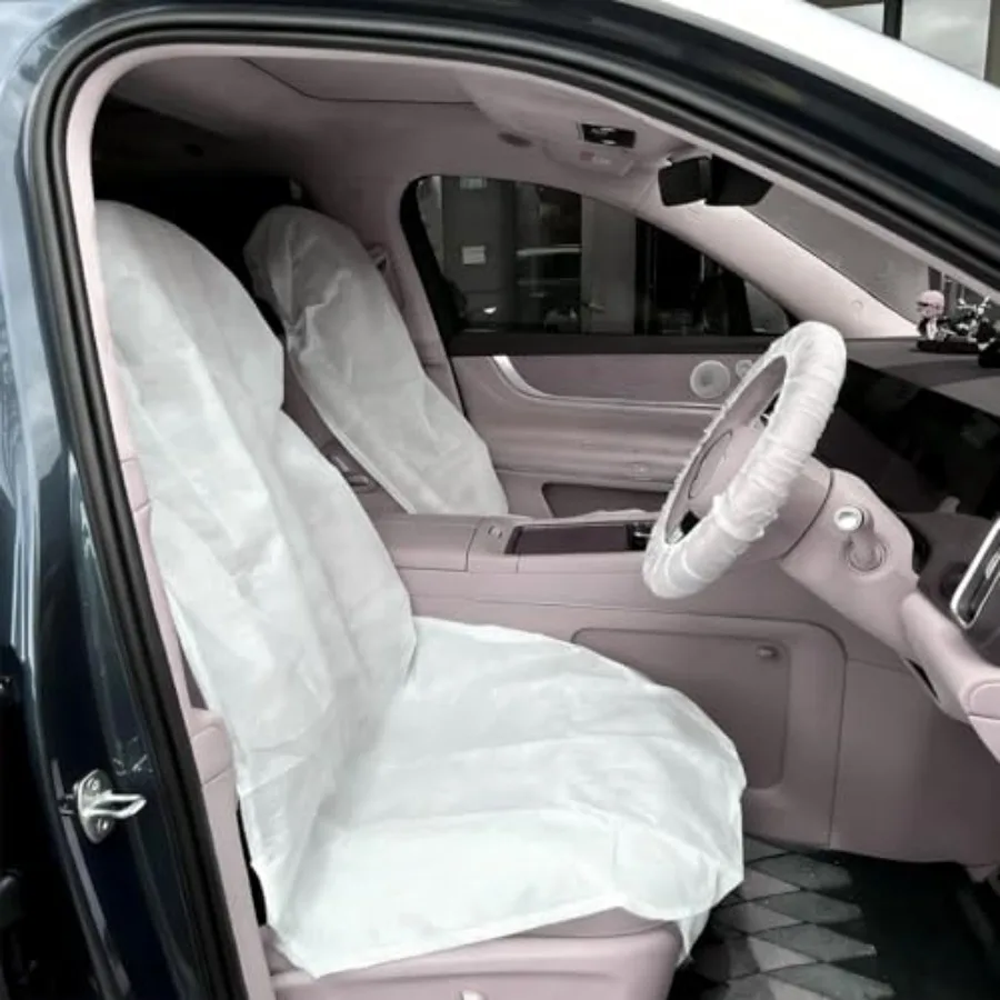 

4 PCS Disposable Car Seat Covers, Non-Woven Disposable Car Seat Covers, Steering Wheel, Gear Shift, Universal Anti-Dirty Dustpr