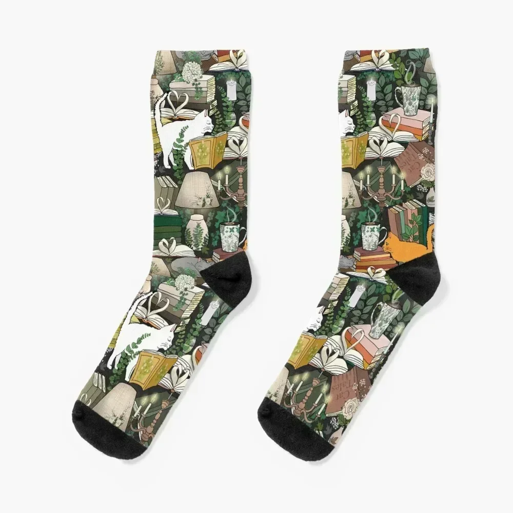 

Cozy Cat Cafe and Bookstore Socks Crossfit cool bright garter Socks For Man Women's