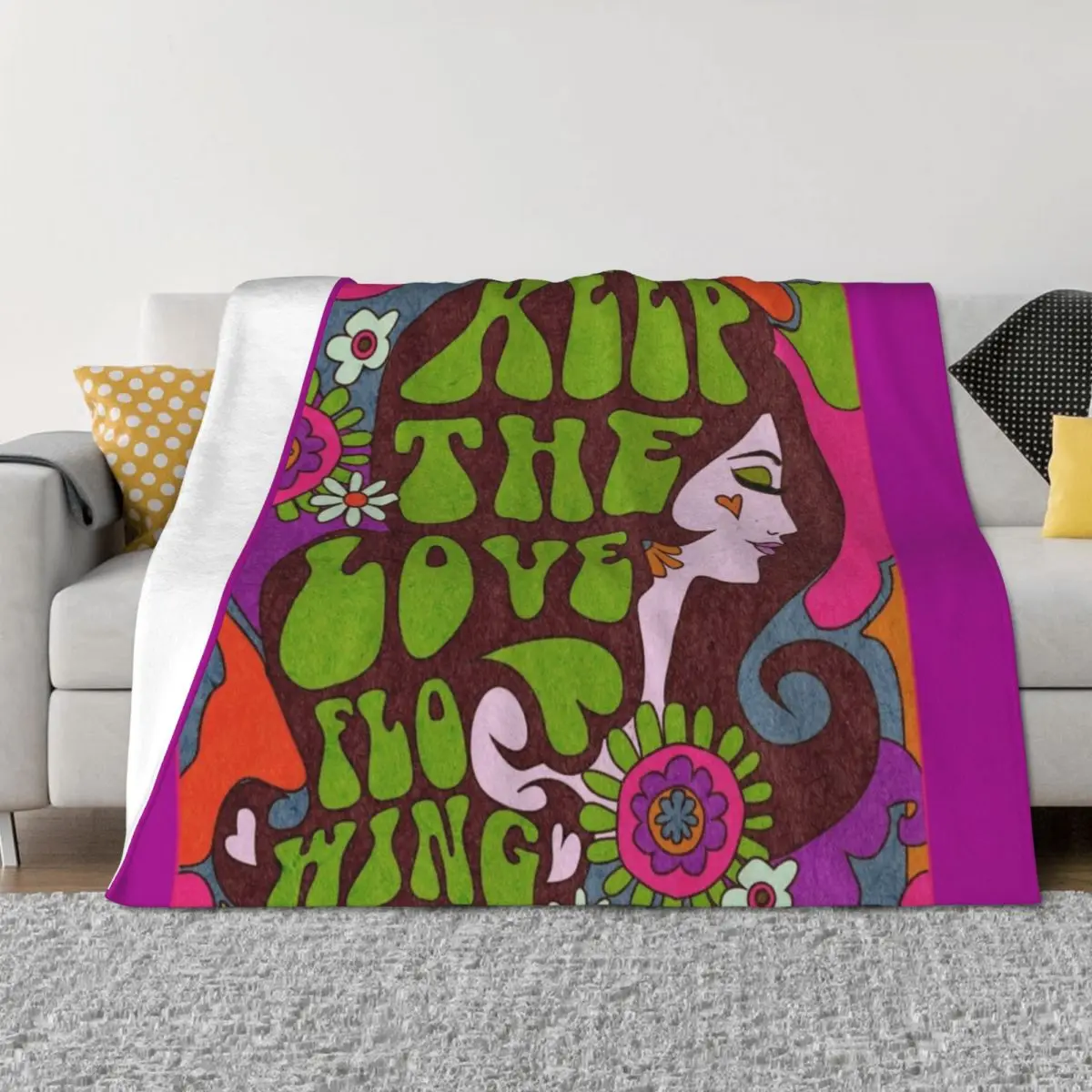 

KEEP THE LOVE FLOWING Throw Blanket Bed Retros Decorative Beds Blankets
