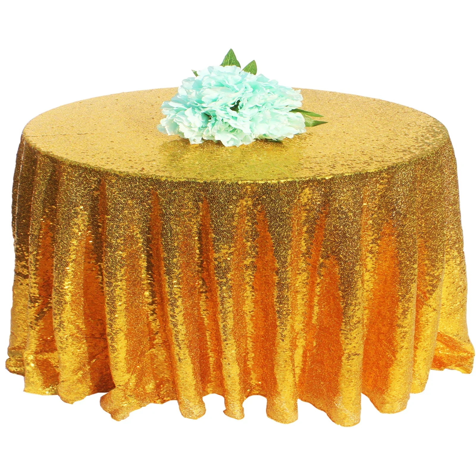 Round Sequin Tablecloth Glitter Sparkling Table Covers Gold Table Cloth Wedding banquet Party Outdoor/Home Table Decoration