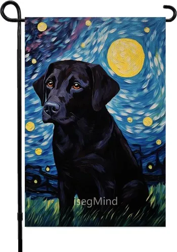 Welcome Summer Black Labrador Retriever Garden Flag Starry Night, 12x18 Inch XXQ