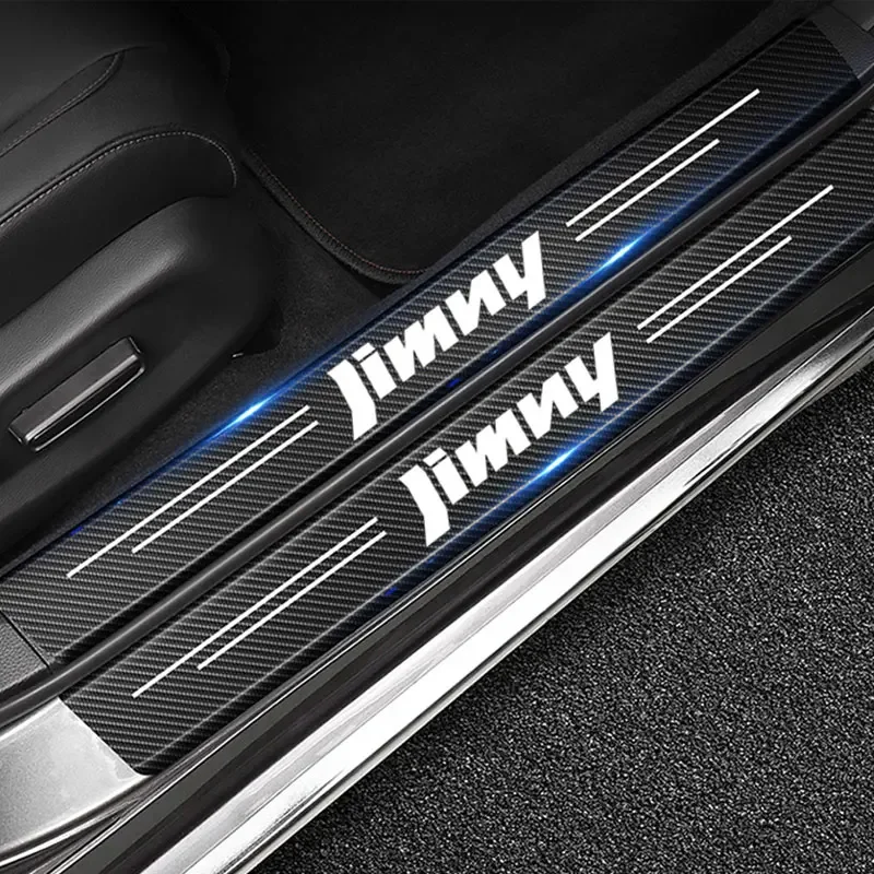 Carbon Fiber Car Threshold Stickers Door Sill Scuff Protector Plate For Suzuki Jimny 2000-2023 Trunk Door Bumper Scratch Guards