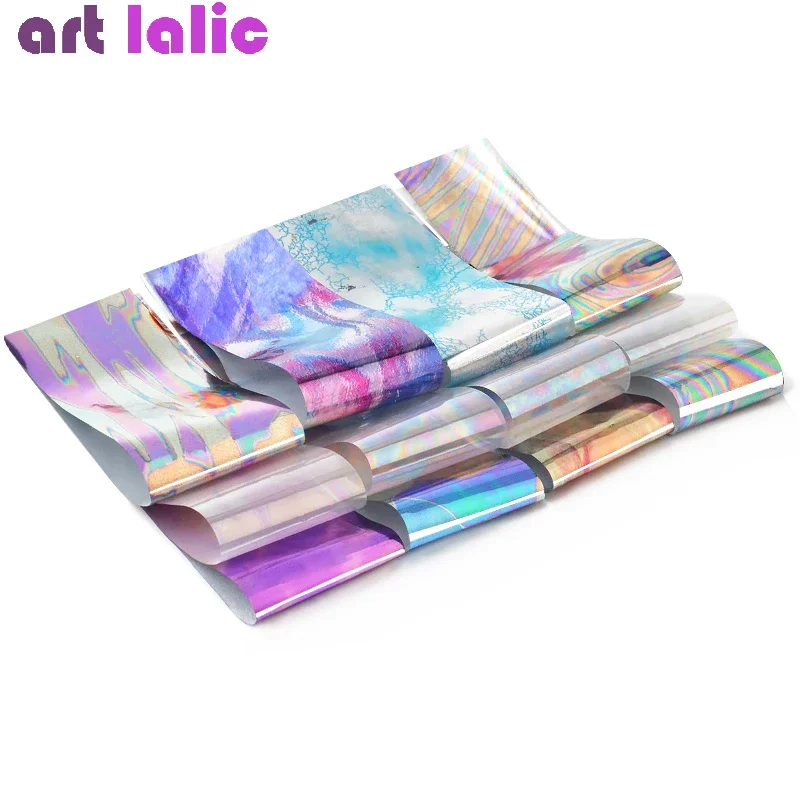Starry Sky Candy Marble Nail Art Foil Transfer Stickers DIY Broken Glass Laser Decals Nail Tips Decorations