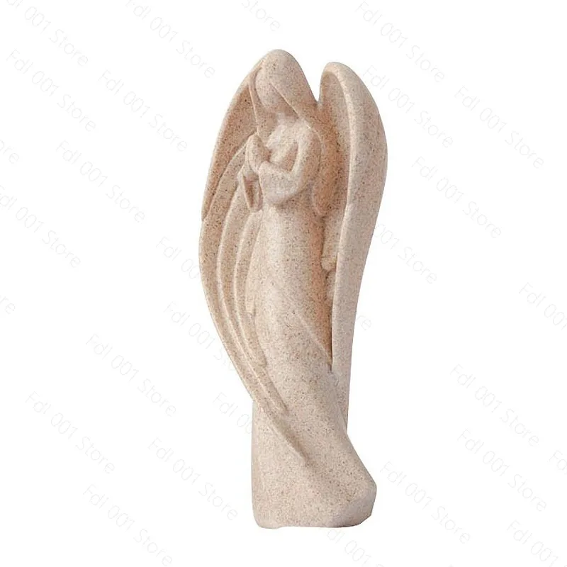 Resin Angel Sculpture Figurine Zen Neoclassical Table Shelf Mantel Home Living Room Bedroom Office Decor Gift Ornament Tabletop