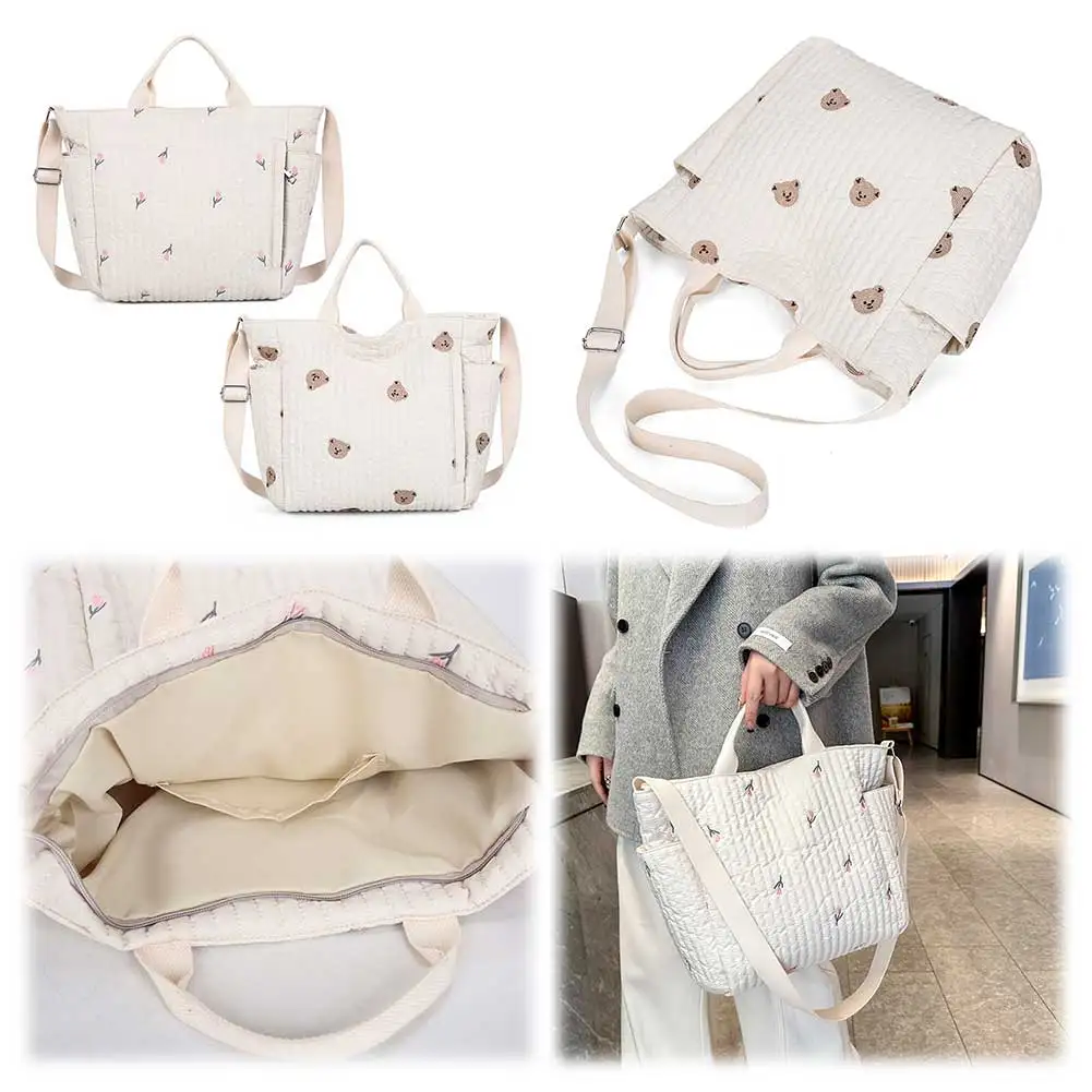

Women Cute Shoulder Bag Large Capacity Baby Diaper Crossbody Bag Adjustable Strap Cartoon Nursing Bag Ladies Travel Handbag