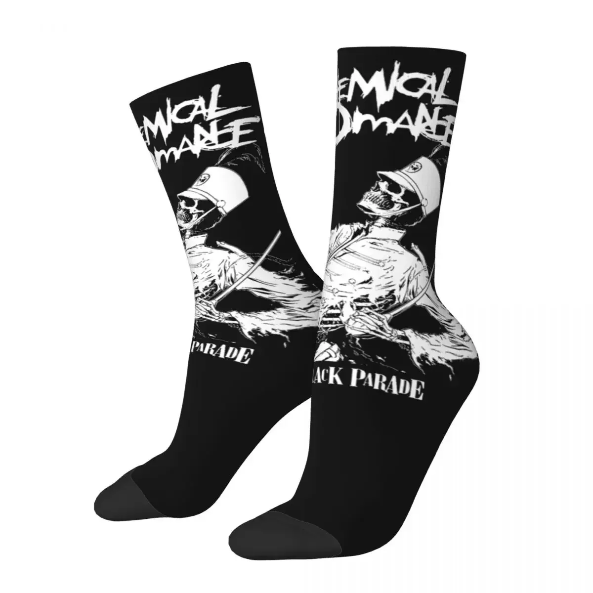 Crazy Design My Chemical Romance Skateboard Socks Polyester Middle Tube Socks for Women Men Breathable