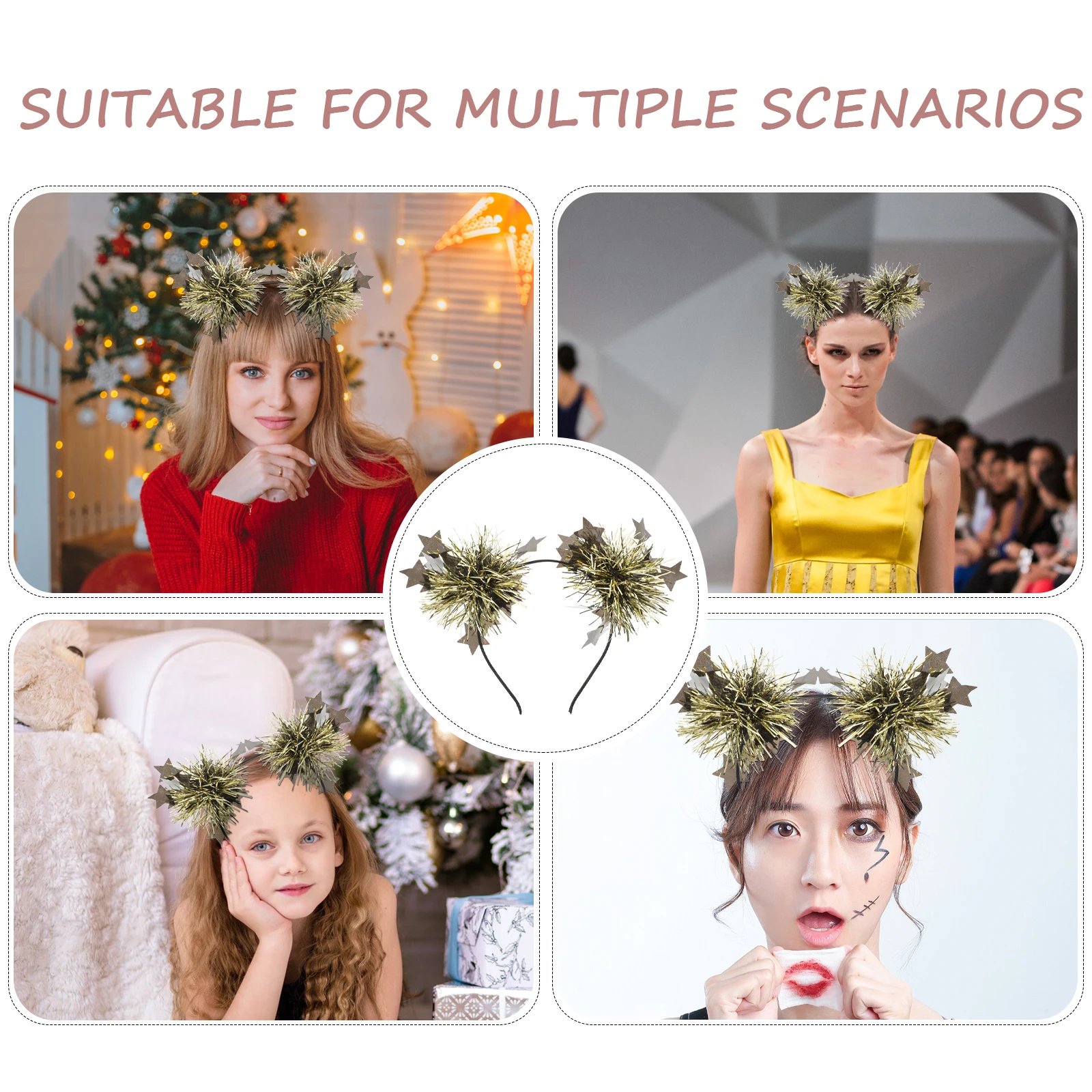 

4 Pcs Glitter Red Plastic Women Kids Hair Star Headband For Girl Accessories for Party Wedding Headband For Party Birthday