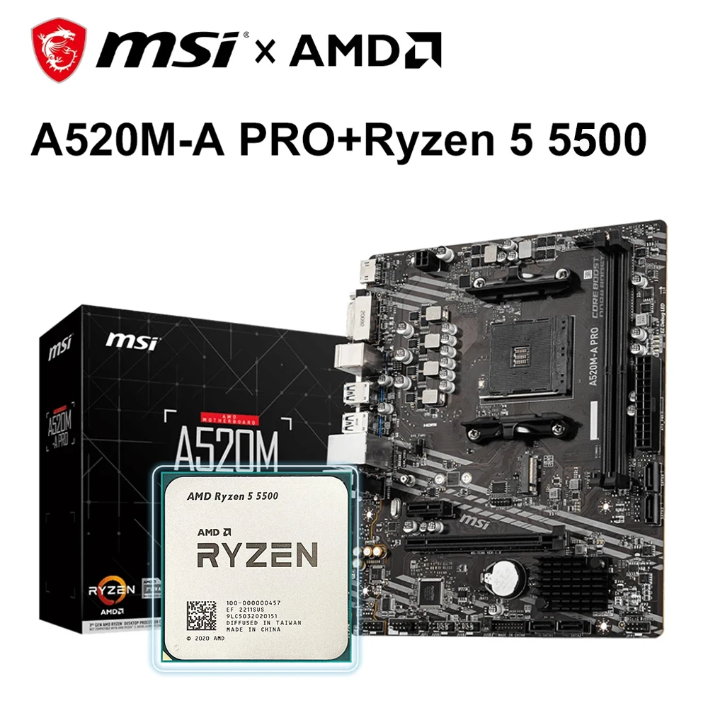 MSI AMD Ryzen 5 5500 CPU + MSI A520M A PRO Motherboard: 최고의 성능과 안정성
