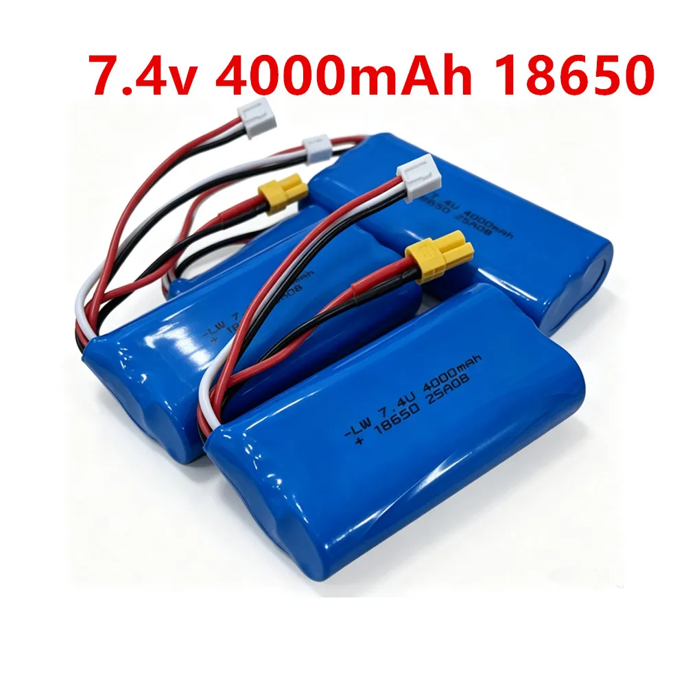 XT30 Plug 7.4V 4000mAh Li-ion Battery 18650 for Radio master TX16S TX12 Radio Transmitter and RC Cars Trucks Boats Parts
