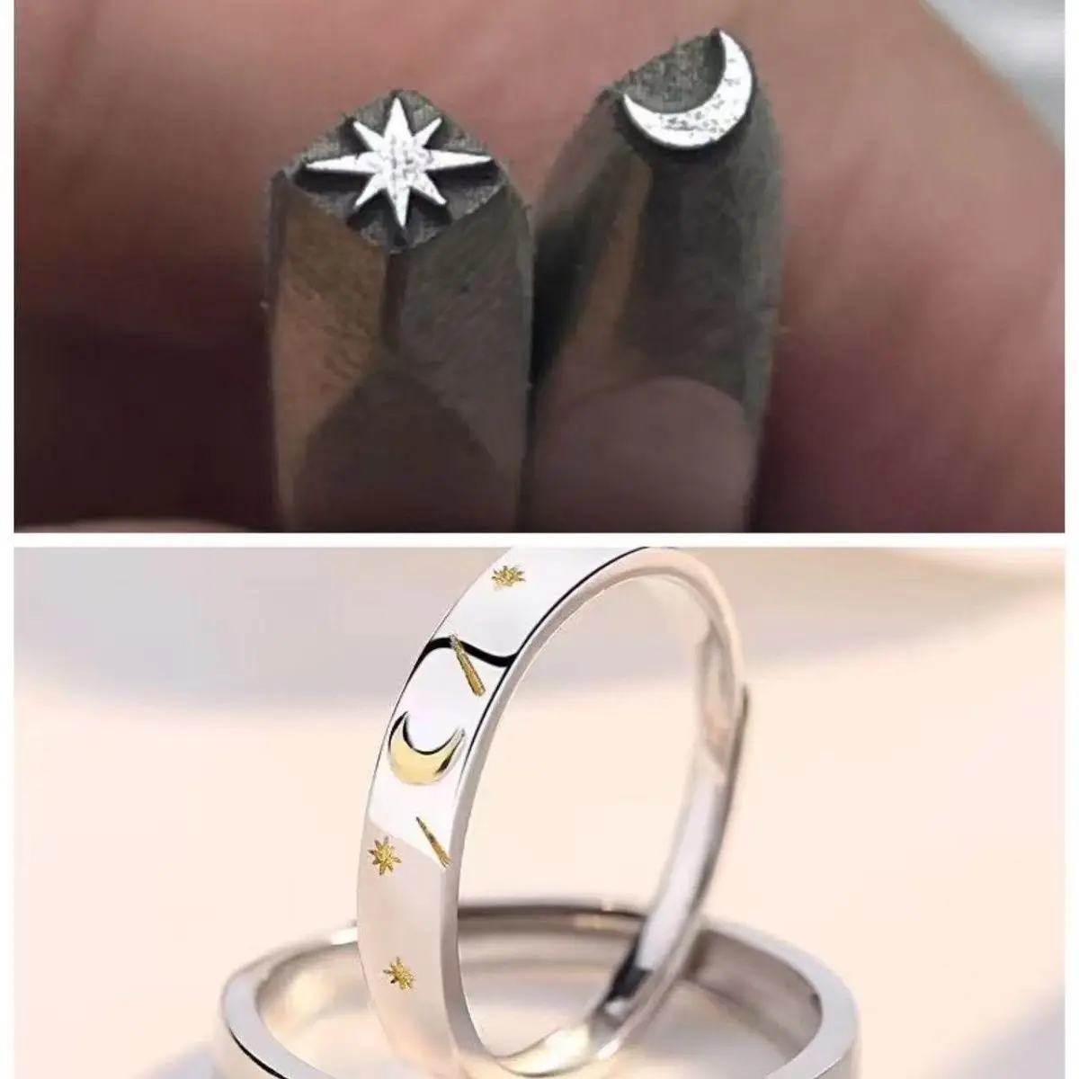 Sellos de joyería, pulseras de oro y plata, anillos, troqueles de grabado, joyería de estrella y luna, sellos de acero, personalizables