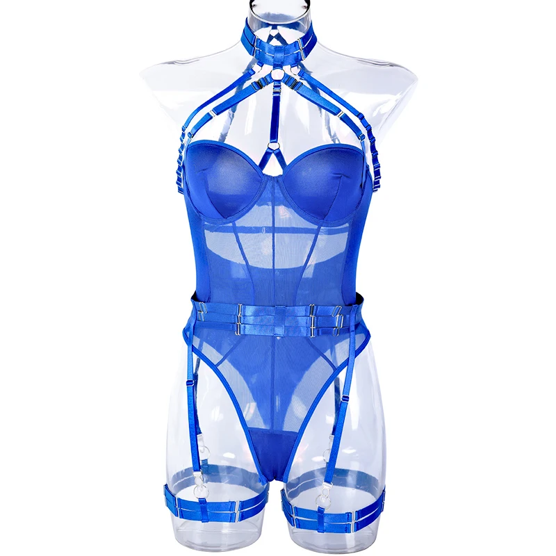 Sexy Blue Bikini Sets Nightclub Bar Ds Stage Costumes Women Gogo Dancers Outfits Drag Queen Wear Jazz Performance Wear DQS11038