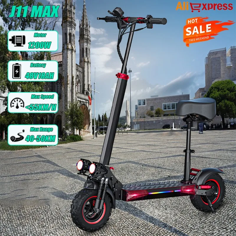 J11 MAX scooters pliables 1200W moteur 48V 18AH batterie adulte route montagne e-scooter 11 "pouces pneus ville neige Scooter électrique