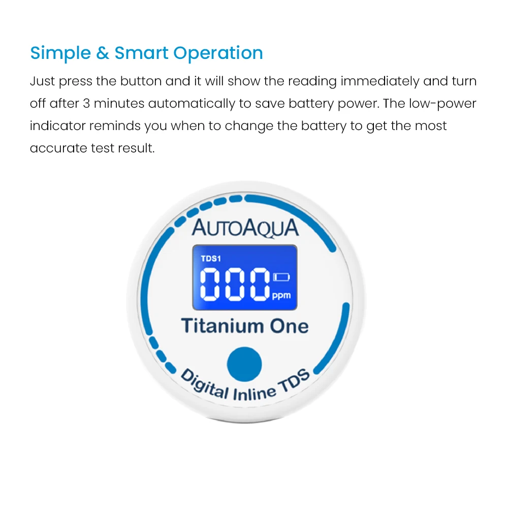 AUTOAQUA Titanium One TDS-100 Digital Inline TDS Meter Aquarium Test Monitor Qualify Pure Water