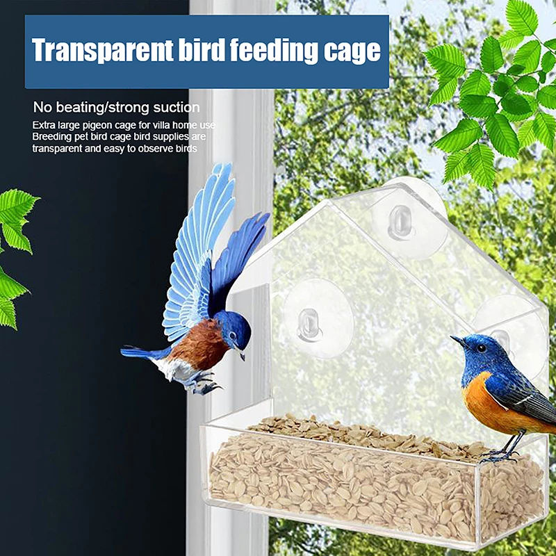 Window Mounted Bird Feeder Strong Suction Cup Design Durable Bird Feeders Yard Garden Pet Supplies Easy Clean Food Container