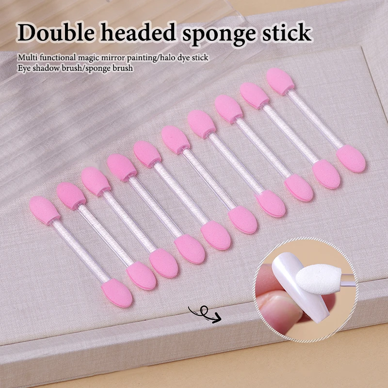 10 szt. Pędzle do cieni do powiek, profesjonalne aplikatory z gąbką do makijażu, dwustronne pędzle kosmetyczne, artykuły do makijażu.