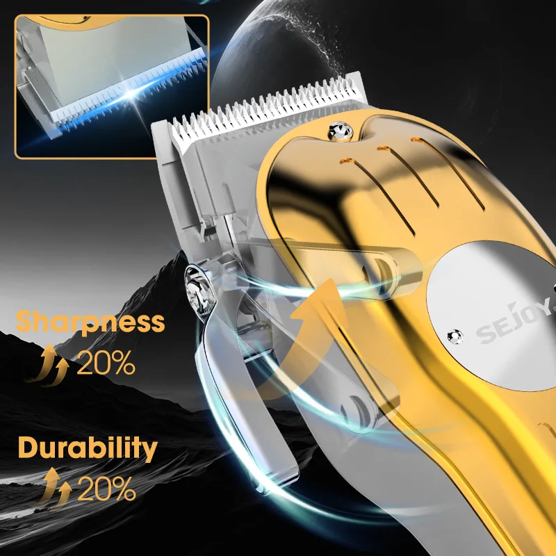 ماكينة قص الشعر الكهربائية من SEJOY للرجال، ماكينة حلاقة لاسلكية احترافية قابلة لإعادة الشحن، ماكينة تشذيب اللحية، مجموعة أدوات تشذيب العرض LED #4