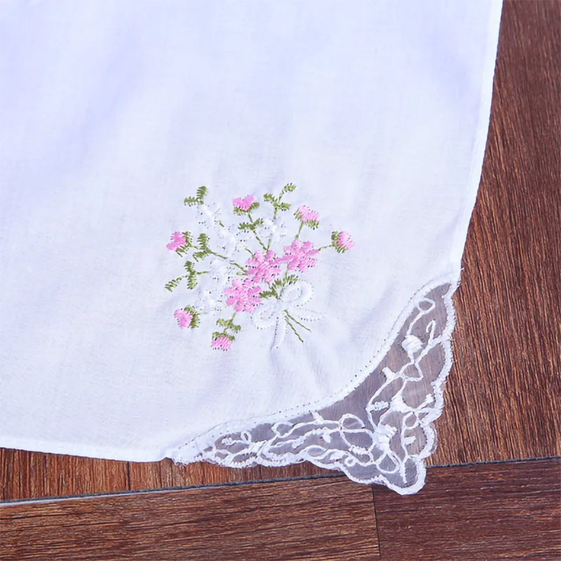 White Cotton Lace Napkins, Hemstitched Cocktail Napkin for Party, Wedding Table Cloth, Linen Fabric Dinner Napkin, 12 PCs