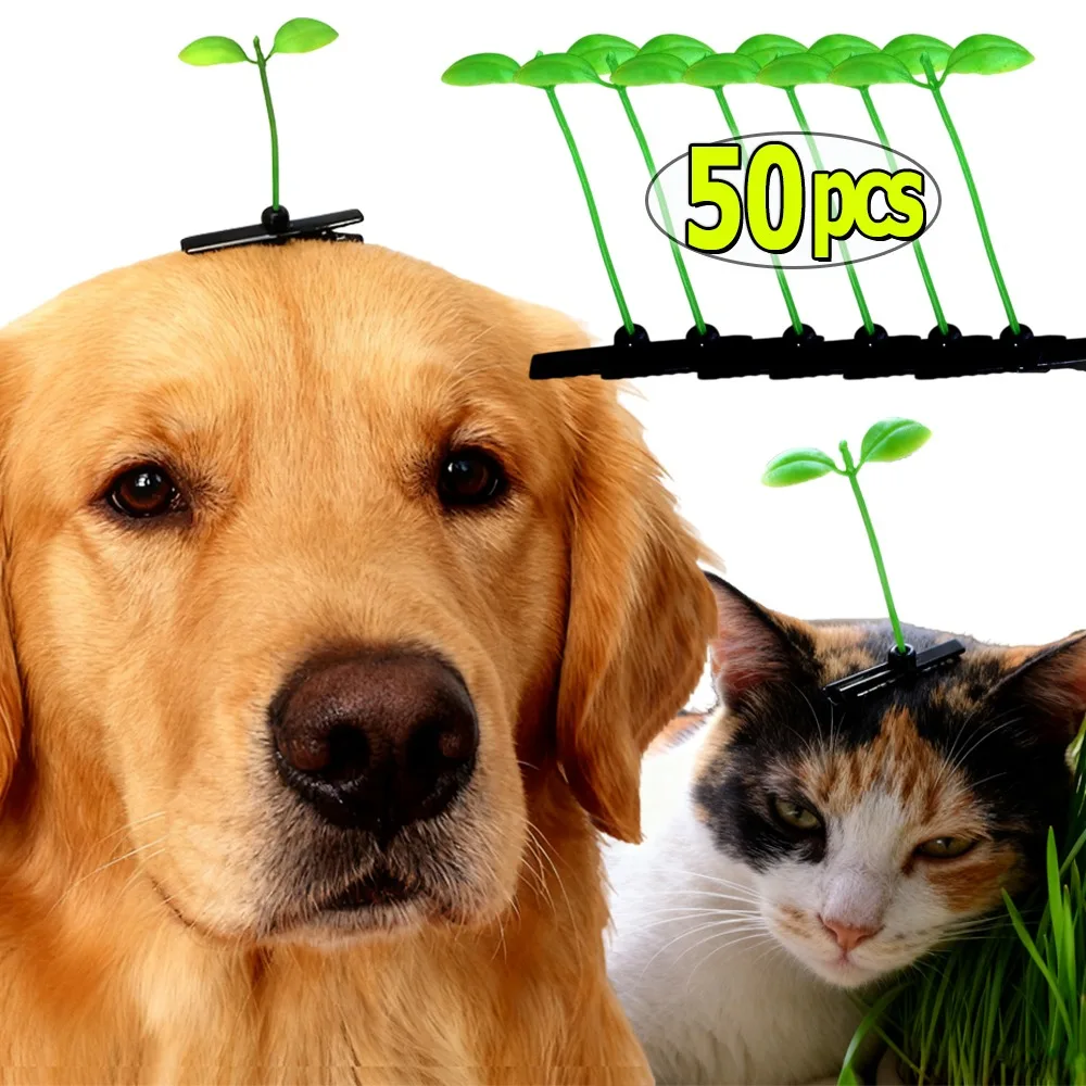 

Заколка для волос Kawaii Sprout Plant для домашних животных, собак, кошек, забавная заколка для волос в виде фасоли травы для женщин и девочек, мини-зеленый растительный дизайн, аксессуар для волос