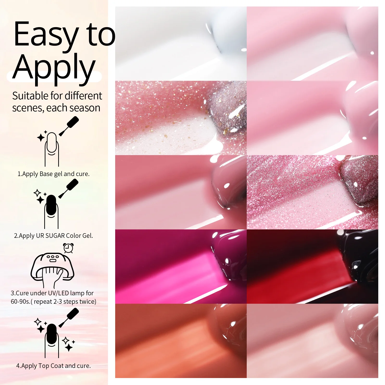 UR SUGAR-Juego de Esmalte de Gel para uñas, color rosa y nude, diseño artístico de uñas con purpurina, Gel UV para remojar, Kit de Vernis de Gel para manicura de larga duración, otoño