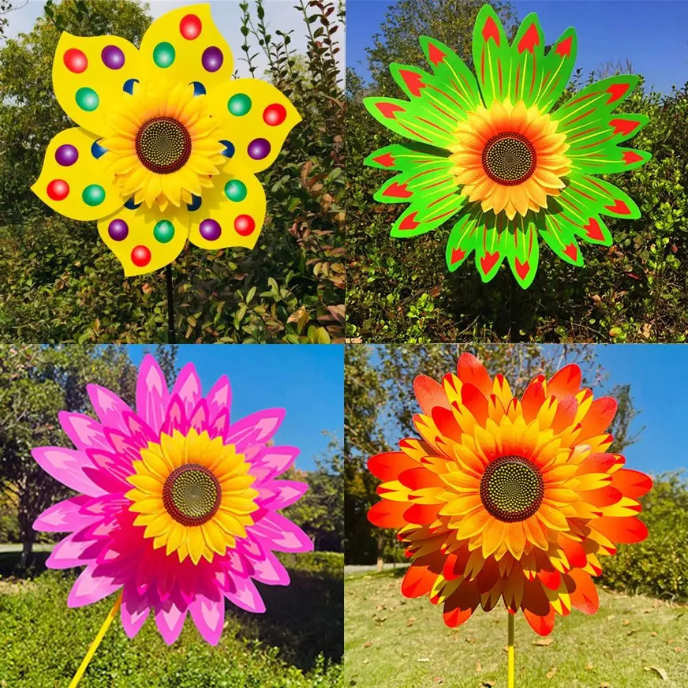 Multistyles Sunflower Windmill PVC Diameter 36cm Rotating Sunflower Stake Standing Lawn Flower Pinwheel