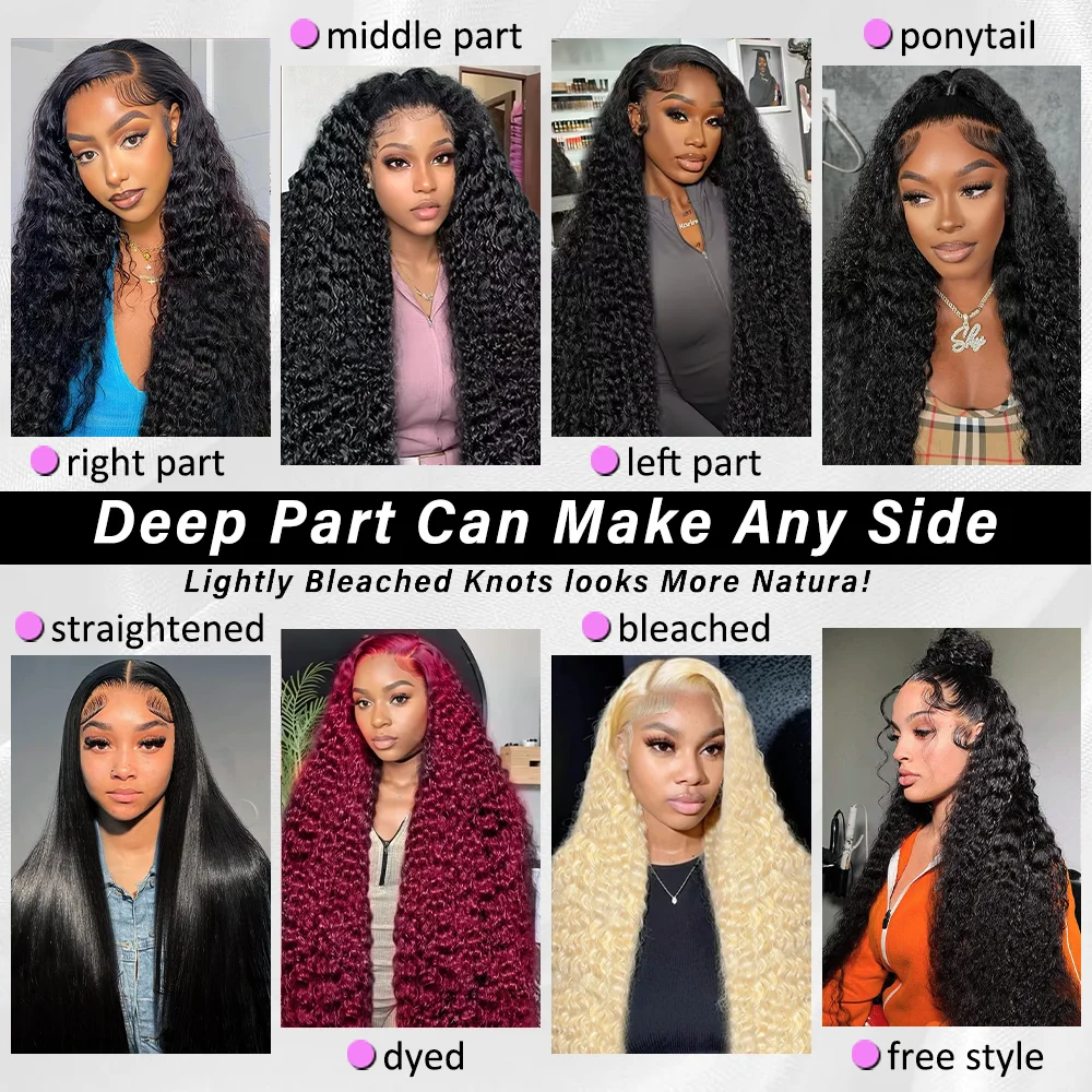 ディープウェーブレースフロントウィッグ 52 インチ 5x5 レースウィッグ 13x4 13x6 Hd レースフロント 360 人毛ウィッグ女性のための人毛 200 密度
