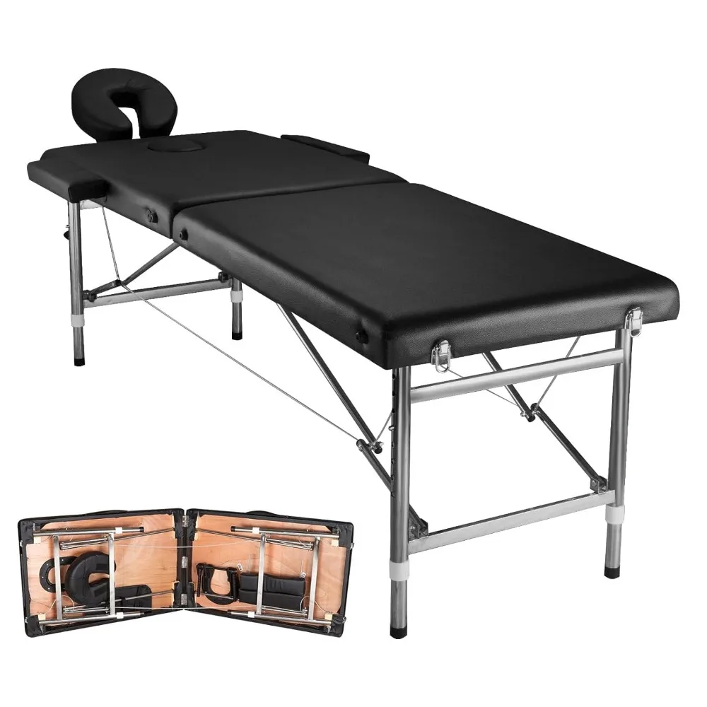 

Portable Massage Bed, Foldable Lash Table for Salon & Spa, Height Adjustable PU Leather Facial & Tattoo Massage, Customized