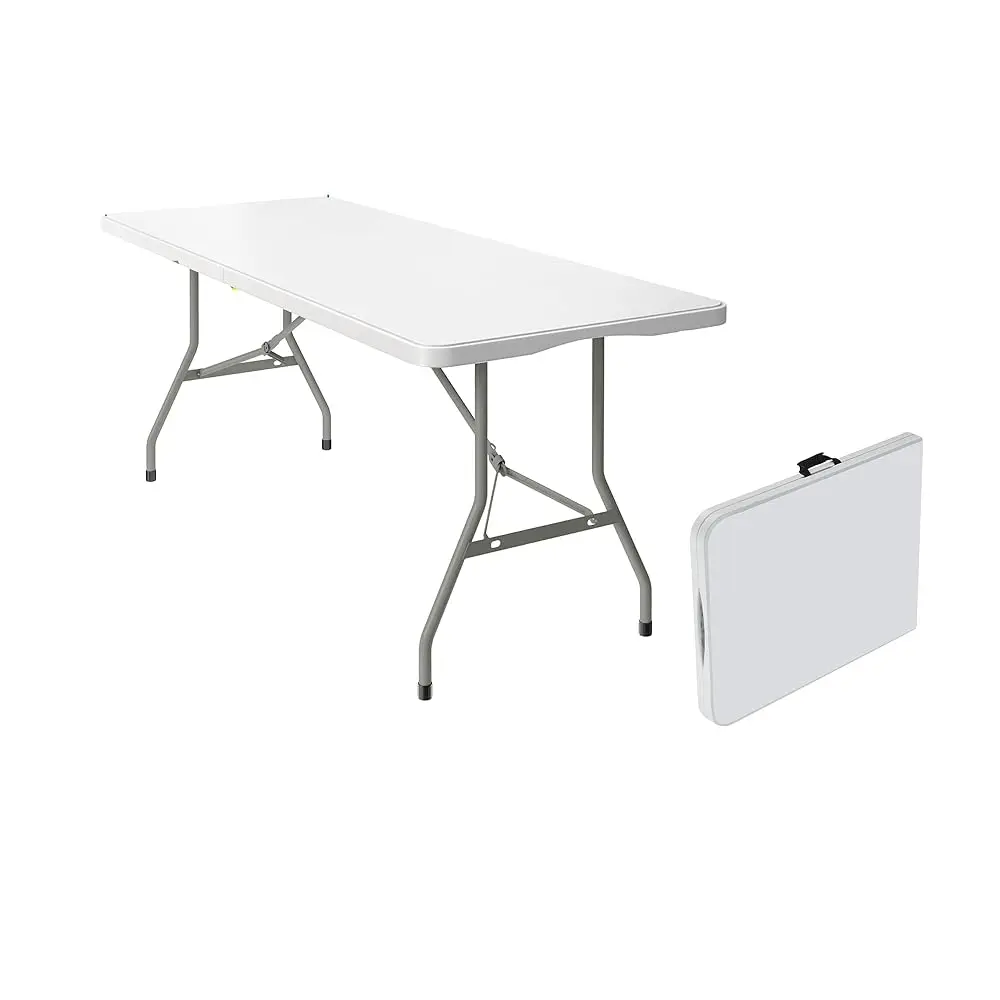 

6 Foot Foldable Table With Built In Handle & Steel Legs,Heavy Duty Portable,Perfect For Party, Dining, Wedding, Events, Picnic